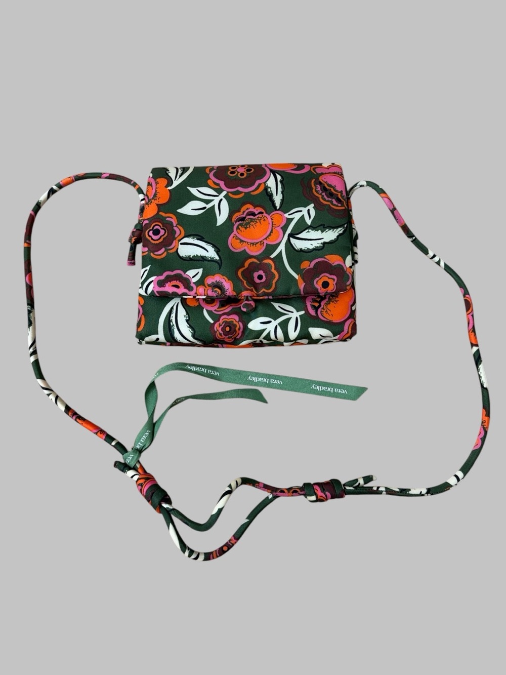 Vera Bradley Green Bubbly Flowers Foxbury Crossbody Bag
